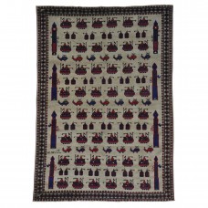 World Menagerie One-of-a-Kind Fincham Xl Afghan Baluch War Tanks Grenades Oriental Hand-Knotted Beige Area Rug RGRG7958